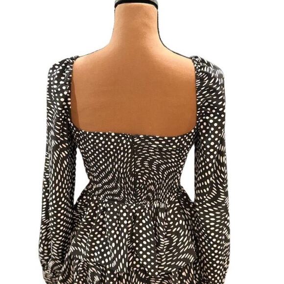 WAYF Polka Dot Print Square Neck Long Sleeve Tiered Mini Dress – Size XS – NWT - Picture 6 of 9